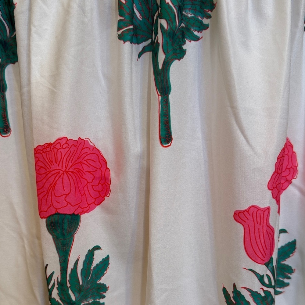 Pink Floral Smocked Maxi Dress Tie Straps Cottagecore Boho M - Picture 4 of 8